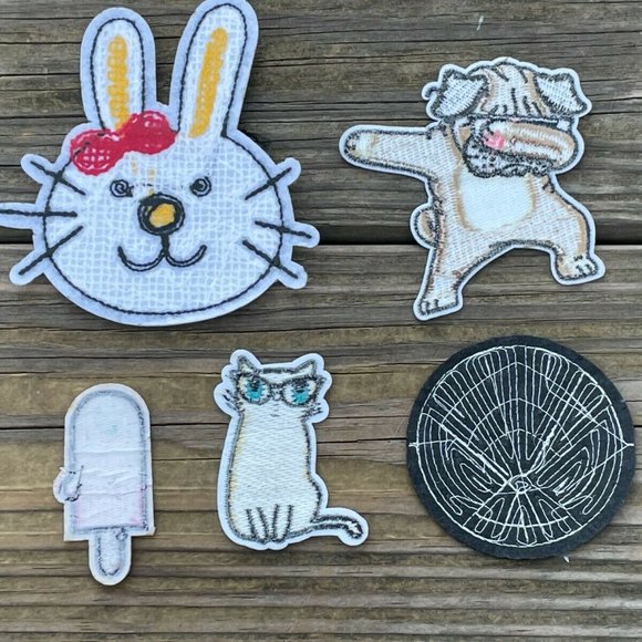 Mix Lot of Patches Iron On Applique Patches Embroidery Sequence CAT DOG Patches - Picture 3 of 7